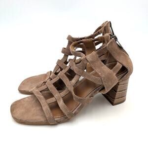 Donald Pliner Poeme Block Heel Sandal Women's Brown Suede Size US6.5M EU37
